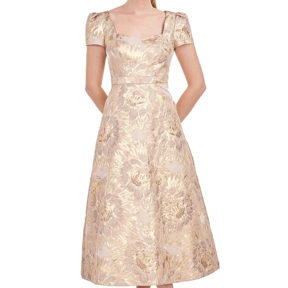 Kay Unger NWT Finleigh Metallic Floral Midi Dress - Size 2 (Retails for $388) - Picture 1 of 4